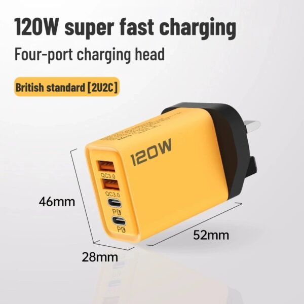 120W dual USB + dual typec UK standard fast charging charger