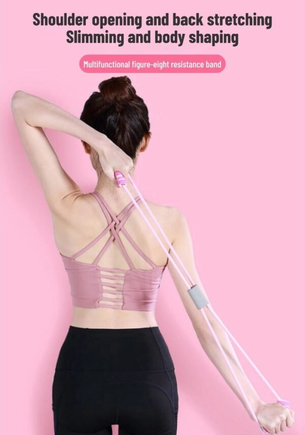 详情图1 Figure-8 resistance band, home fitness yoga equipment, elastic band for Pilates, shoulder opener, and back beautifier.