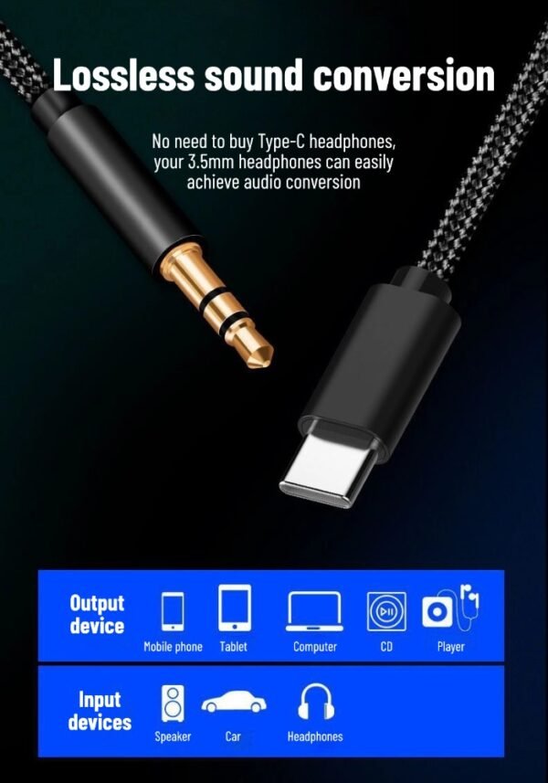 AUX car audio cable type-c adapter 3.5mm cable