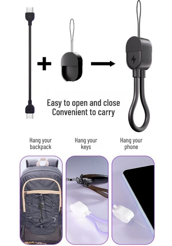 详情图2 Type-C fast charging data cable, short cable compatible with Apple and Huawei power banks, lanyard data cable