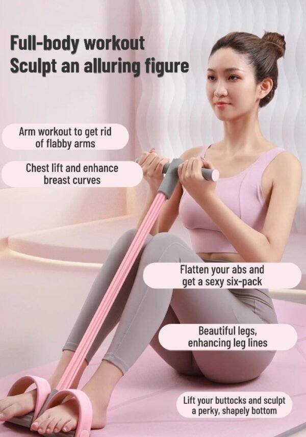 详情图2 Small multi-functional foot pedal resistance band sit-up assist device for home use, slimming yoga foot pedal resistance rope