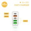 65W Fast Charging Head with 2 Type-C and 3 USB Ports