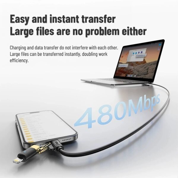 3 100W 4-in-1 fast charging data cable compatible with Apple and Huawei phones, with indicator light and multi-functional conversion