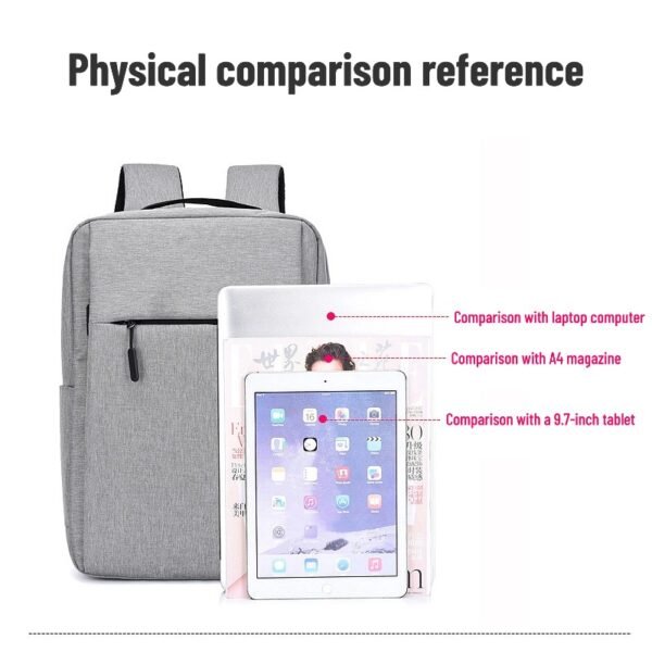 Simple, large-capacity backpack with USB charging, suitable for casual and business use, perfect for laptops.