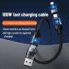 主图1 Transparent braided data cable, 4-in-100W, compatible with Apple and Huawei SuperCharge multi-functional charging cables.