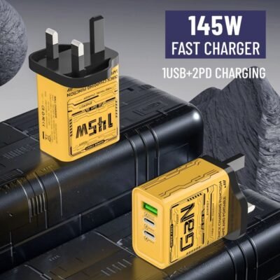 145W Fast Charging Head with 2 Type-C + 1 USB Ports