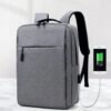 Simple, large-capacity backpack with USB charging, suitable for casual and business use, perfect for laptops.
