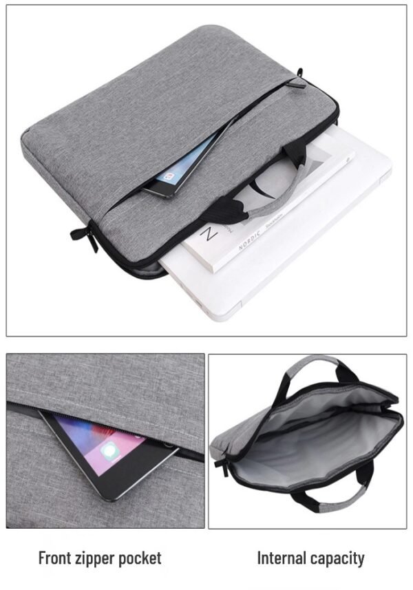 15.6-inch slim and waterproof laptop bag that can be carried by hand, on the shoulder, or crossbody.