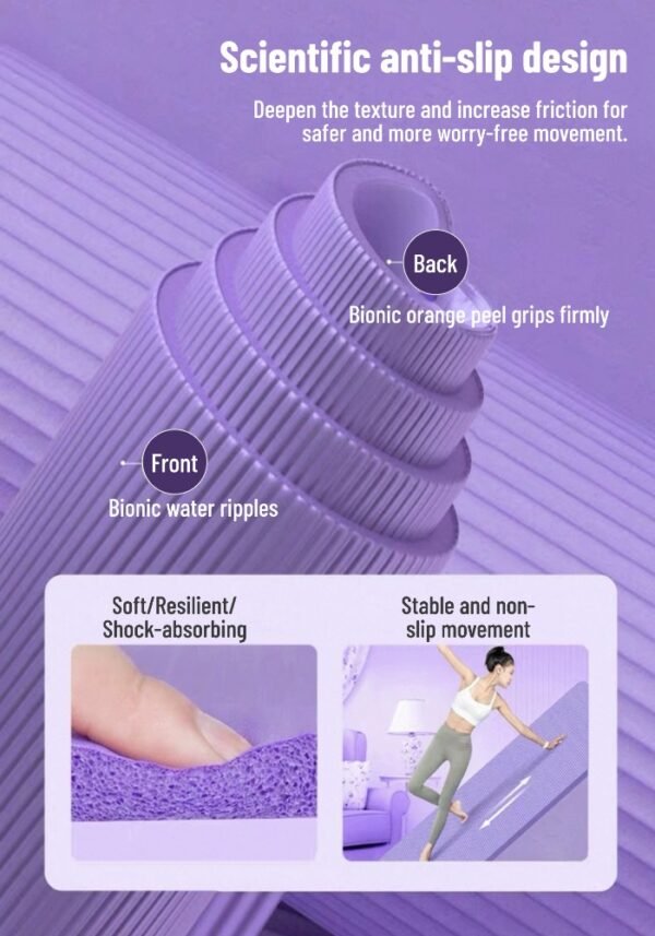 185*61*1cm High-density thickened non-slip yoga mat with storage bag